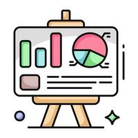 A flat design vector of statistics, business presentation