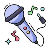 icono de canto mic en plano diseño vector