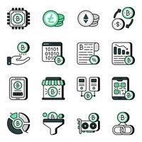 Pack of Btc Flat Icons vector