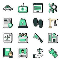 Pack of Law and Order Flat Icons vector