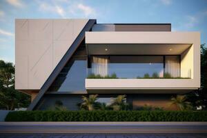 modern residential marquee facade architechture AI Generative photo