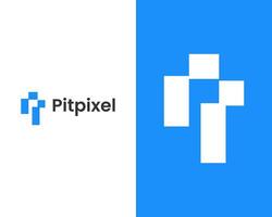 resumen pags con píxel combinación tecnología y tecnología logo diseño vector