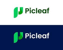 P with leaf modern business logo design, Abstract p logo vector, Modern p logo design icon vector