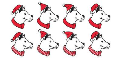 dog vector Christmas Santa Claus hat icon puppy pet cartoon character symbol logo breed illustration doodle design