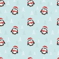 Christmas seamless pattern with penguins. Print for wrapping paper, pattern fills, winter greetings, web page background vector