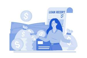 Girl With Loan Money Illustration concept on a white background vector