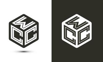 wcc letra logo diseño con ilustrador cubo logo, vector logo moderno alfabeto fuente superposición estilo.