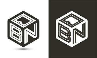 QBN letter logo design with illustrator cube logo, vector logo modern alphabet font overlap style.