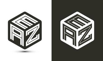 EAZ letter logo design with illustrator cube logo, vector logo modern alphabet font overlap style.