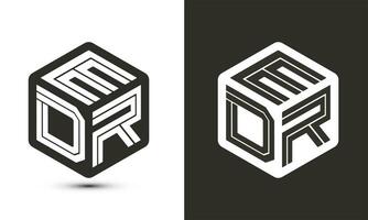 edr letra logo diseño con ilustrador cubo logo, vector logo moderno alfabeto fuente superposición estilo.