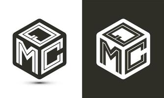 QMC letter logo design with illustrator cube logo, vector logo modern alphabet font overlap style.