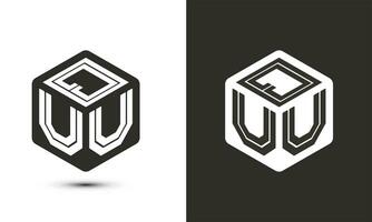 quu letra logo diseño con ilustrador cubo logo, vector logo moderno alfabeto fuente superposición estilo.