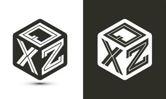 QXZ letter logo design with illustrator cube logo, vector logo modern alphabet font overlap style.