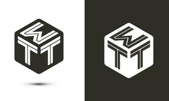 WTT letter logo design with illustrator cube logo, vector logo modern alphabet font overlap style.