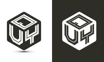 QUY letter logo design with illustrator cube logo, vector logo modern alphabet font overlap style.