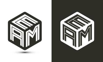 EAM letter logo design with illustrator cube logo, vector logo modern alphabet font overlap style.