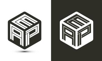 EAP letter logo design with illustrator cube logo, vector logo modern alphabet font overlap style.