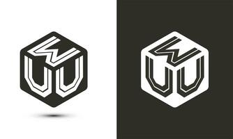 WUU letter logo design with illustrator cube logo, vector logo modern alphabet font overlap style.