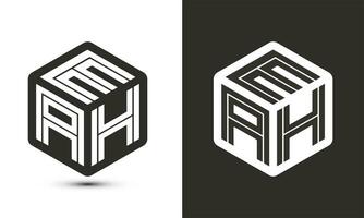 EAH letter logo design with illustrator cube logo, vector logo modern alphabet font overlap style.