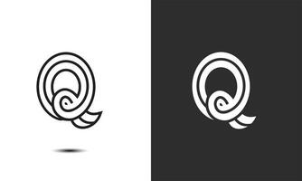 Q Letter Logo concept Linear style. Creative Minimal Monochrome Monogram emblem design template. vector