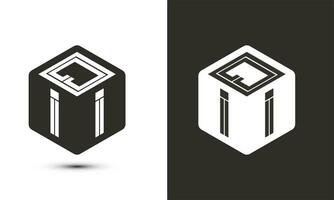 QII letter logo design with illustrator cube logo, vector logo modern alphabet font overlap style.