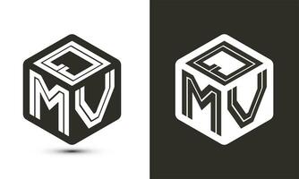 QMV letter logo design with illustrator cube logo, vector logo modern alphabet font overlap style.