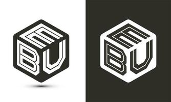 EBU letter logo design with illustrator cube logo, vector logo modern alphabet font overlap style.