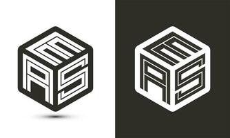 EAS letter logo design with illustrator cube logo, vector logo modern alphabet font overlap style.