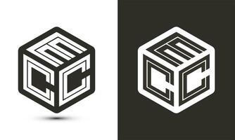 ecc letra logo diseño con ilustrador cubo logo, vector logo moderno alfabeto fuente superposición estilo.