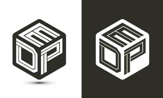 EDP letter logo design with illustrator cube logo, vector logo modern alphabet font overlap style.