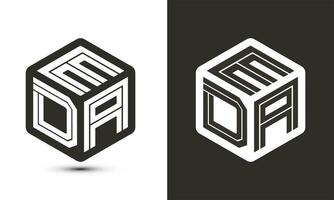 EDA letter logo design with illustrator cube logo, vector logo modern alphabet font overlap style.