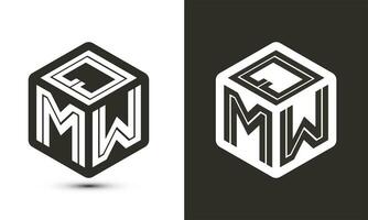 QMW letter logo design with illustrator cube logo, vector logo modern alphabet font overlap style.