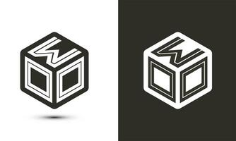 WOO letter logo design with illustrator cube logo, vector logo modern alphabet font overlap style.