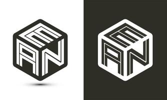 EAN letter logo design with illustrator cube logo, vector logo modern alphabet font overlap style.
