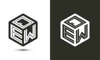 QEW letter logo design with illustrator cube logo, vector logo modern alphabet font overlap style.