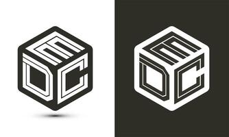 EDC letter logo design with illustrator cube logo, vector logo modern alphabet font overlap style.