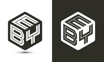 EBY letter logo design with illustrator cube logo, vector logo modern alphabet font overlap style.