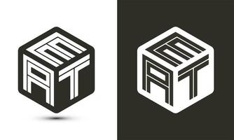 EAT letter logo design with illustrator cube logo, vector logo modern alphabet font overlap style.