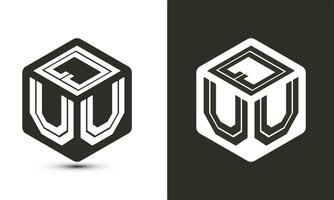 quu letra logo diseño con ilustrador cubo logo, vector logo moderno alfabeto fuente superposición estilo.