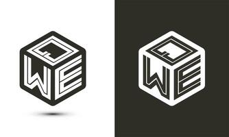 QWE letter logo design with illustrator cube logo, vector logo modern alphabet font overlap style.