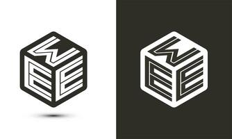 WEE letter logo design with illustrator cube logo, vector logo modern alphabet font overlap style.