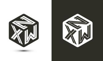 ZXW letter logo design with illustrator cube logo, vector logo modern alphabet font overlap style