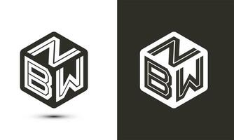 nbw letra logo diseño con ilustrador cubo logo, vector logo moderno alfabeto fuente superposición estilo.