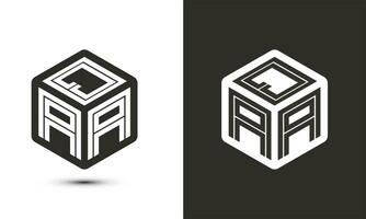 QAA letter logo design with illustrator cube logo, vector logo modern alphabet font overlap style.