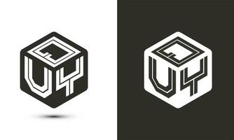 QUY letter logo design with illustrator cube logo, vector logo modern alphabet font overlap style.