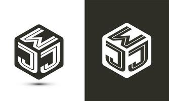 WJJ letter logo design with illustrator cube logo, vector logo modern alphabet font overlap style.