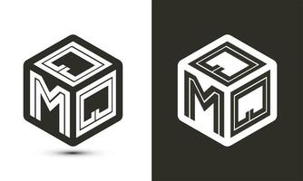 QMQ letter logo design with illustrator cube logo, vector logo modern alphabet font overlap style.