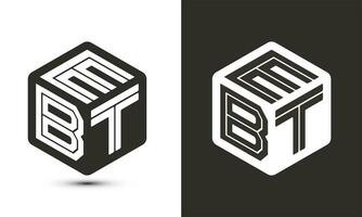 EBT letter logo design with illustrator cube logo, vector logo modern alphabet font overlap style.