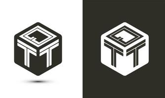 qtt letra logo diseño con ilustrador cubo logo, vector logo moderno alfabeto fuente superposición estilo.