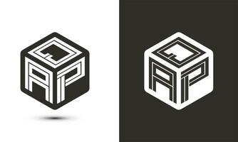 QAP letter logo design with illustrator cube logo, vector logo modern alphabet font overlap style.